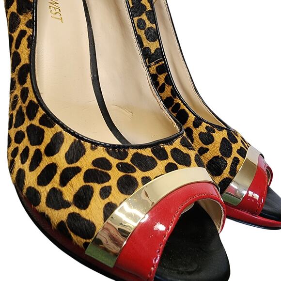 Nine West Women Shoes, "Glamrgirlo" Cow Fur Leather Peep Toe Heel Pumps, Sz 7.5M - Picture 4 of 10